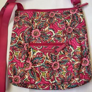 Vera Bradley Lighten Up Hipster Crossbody Bag Sunburst Floral Retired Pink